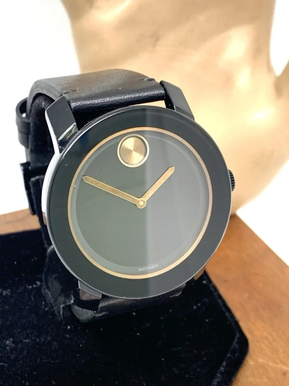 Movado Men's Watch 3600297 Bold Swiss Quartz Black Dial Leather Strap 42mm